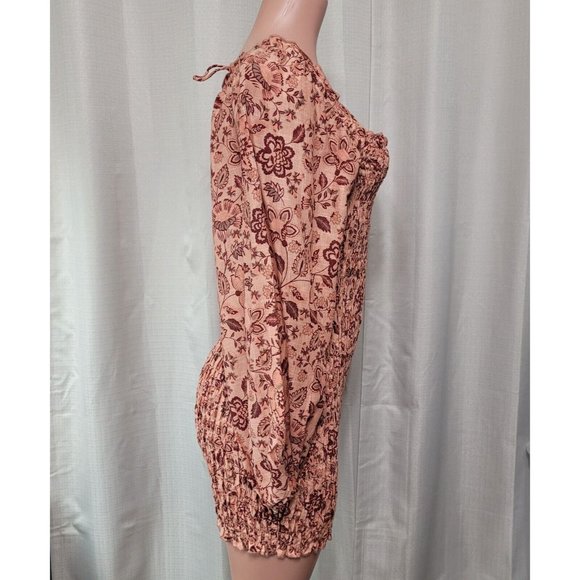 Free People Smock It To Me Mini Dress Women's Size XS Pullover Apricot Combo NWT - Picture 4 of 11